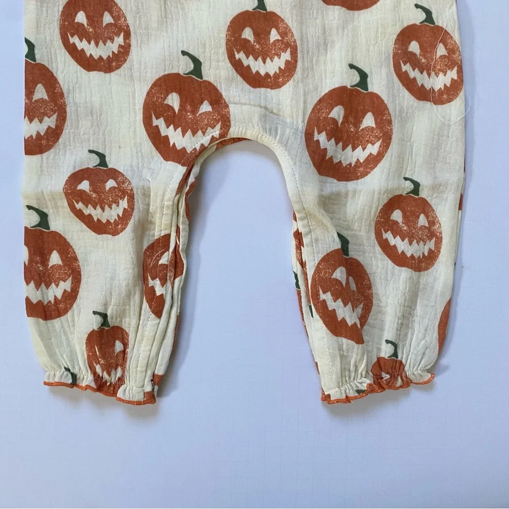 Mud Pie Halloween Outfit 6 9 Months NWT Pumpkins Baby Girl’s Orange Ivory New